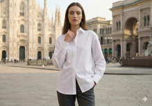 Carica l'immagine nel visualizzatore di Gallery, Camicia bianca da Donna no stiro puro cotone Camicione casual bianco 100% Cotone Made in Italy

