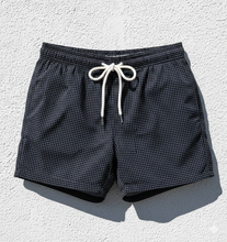 Carica l'immagine nel visualizzatore di Gallery, Bermuda Pantaloncino blu punta spillo bianco 100% Cotone Made in Italy Fantasia Shorts 2 tasche laterali

