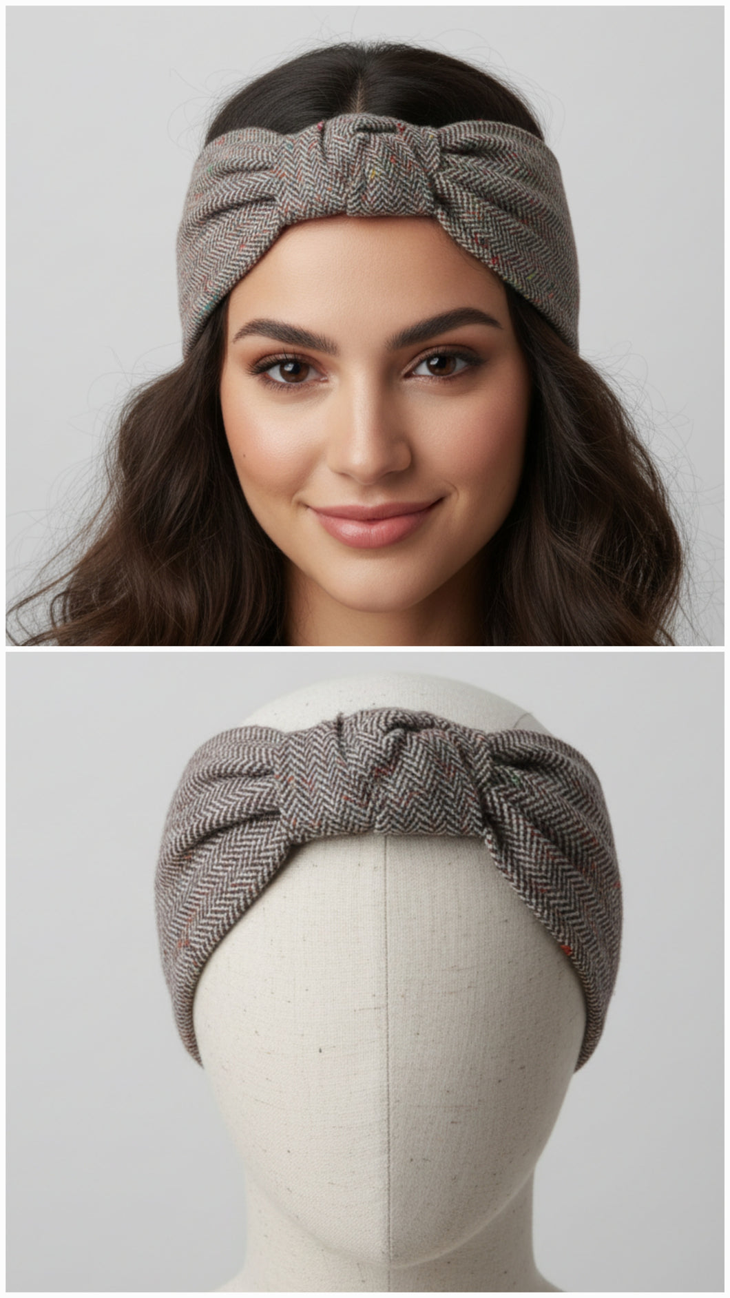 Turbante in Cotone Spigatino vinaccia Made in Italy Fascia Capelli Hairband headband