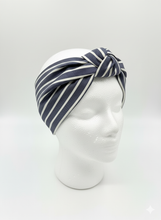 Carica l&#39;immagine nel visualizzatore di Gallery, Turbante fasciato blu in cotone Fascia Capelli Made in Italy Hairband headband
