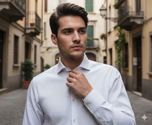 Carica l&#39;immagine nel visualizzatore di Gallery, Camicia Uomo Bianca No Stiro oxford No Iron elegante puro cotone colletto mezzo francese oxford  Made in Italy
