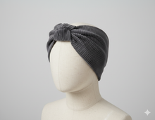 Carica l&#39;immagine nel visualizzatore di Gallery, Turbante in Cotone Velluto Dark grigio Made in Italy Fascia Capelli Hairband headband
