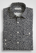 Load image into Gallery viewer, Camicia uomo nera fantasia geometrica 100% cotone Made in Italy
