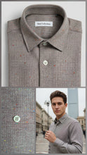 Carica l&#39;immagine nel visualizzatore di Gallery, Camicia Uomo flanella chevron grigio vinaccia fantasia spigatino bottonato puro cotone 100% Made in Italy
