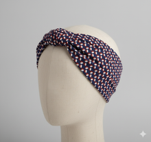 Carica l&#39;immagine nel visualizzatore di Gallery, Turbante cotone rosso blu fantasia Made in Italy Fascia Capelli Hairband headband
