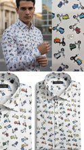 Carica l&#39;immagine nel visualizzatore di Gallery, Camicia Uomo Vespa collection bianco puro cotone colletto mezzo francese oxford  Made in Italy
