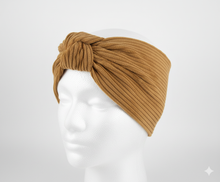 Carica l&#39;immagine nel visualizzatore di Gallery, Turbante in Velluto nocciola fantasia cotone Fascia Capelli Made in Italy Hairband headband
