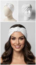 Carica l&#39;immagine nel visualizzatore di Gallery, Turbante bianco a pois cotone fantasia Made in Italy Fascia Capelli Hairband headband
