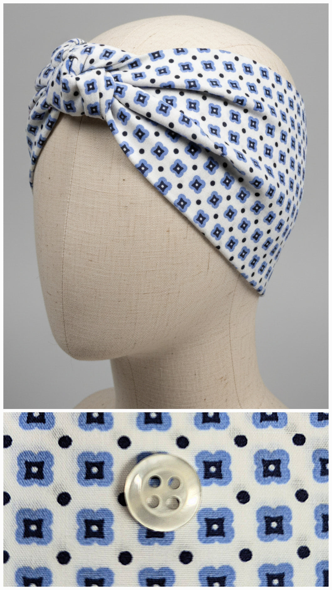 Turbante in cotone fantasia geometrica Made in Italy Fascia Capelli Hairband headband