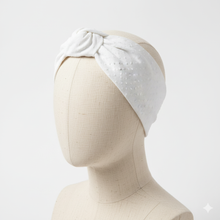 Carica l&#39;immagine nel visualizzatore di Gallery, Turbante bianco a pois cotone fantasia Made in Italy Fascia Capelli Hairband headband
