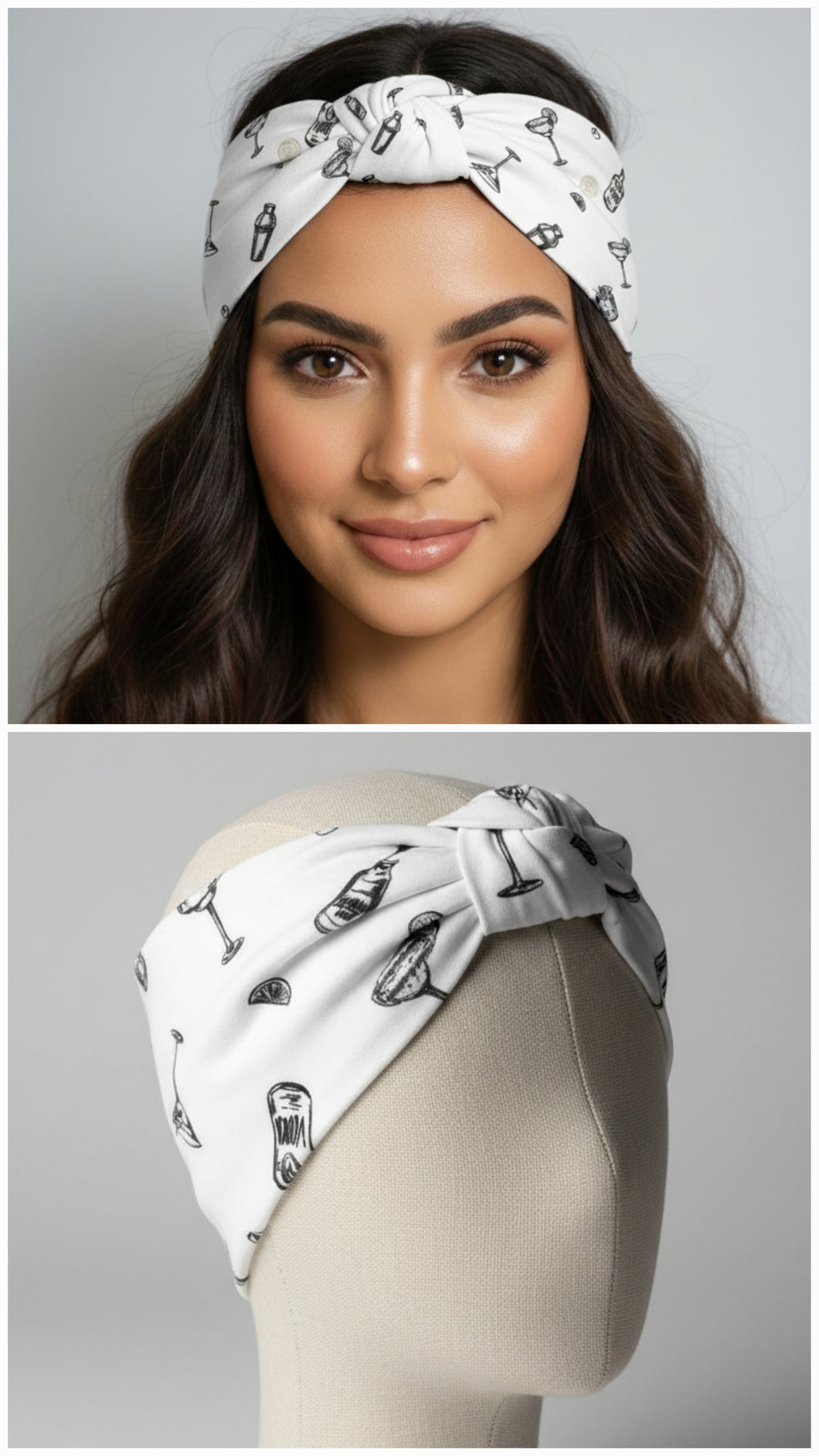 Turbante in cotone fantasia cocktail Gin Spritz Wine Vodka Drink Made in Italy Fascia Capelli Hairband headband