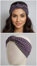 Carica l&#39;immagine nel visualizzatore di Gallery, Turbante cotone rosso blu fantasia Made in Italy Fascia Capelli Hairband headband
