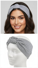 Carica l&#39;immagine nel visualizzatore di Gallery, Turbante in microfantasia blu cotone Fascia Capelli Made in Italy Hairband headband
