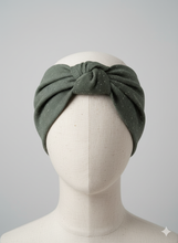 Carica l&#39;immagine nel visualizzatore di Gallery, Turbante in Cotone verdone fiammato Made in Italy Fascia Capelli Hairband headband
