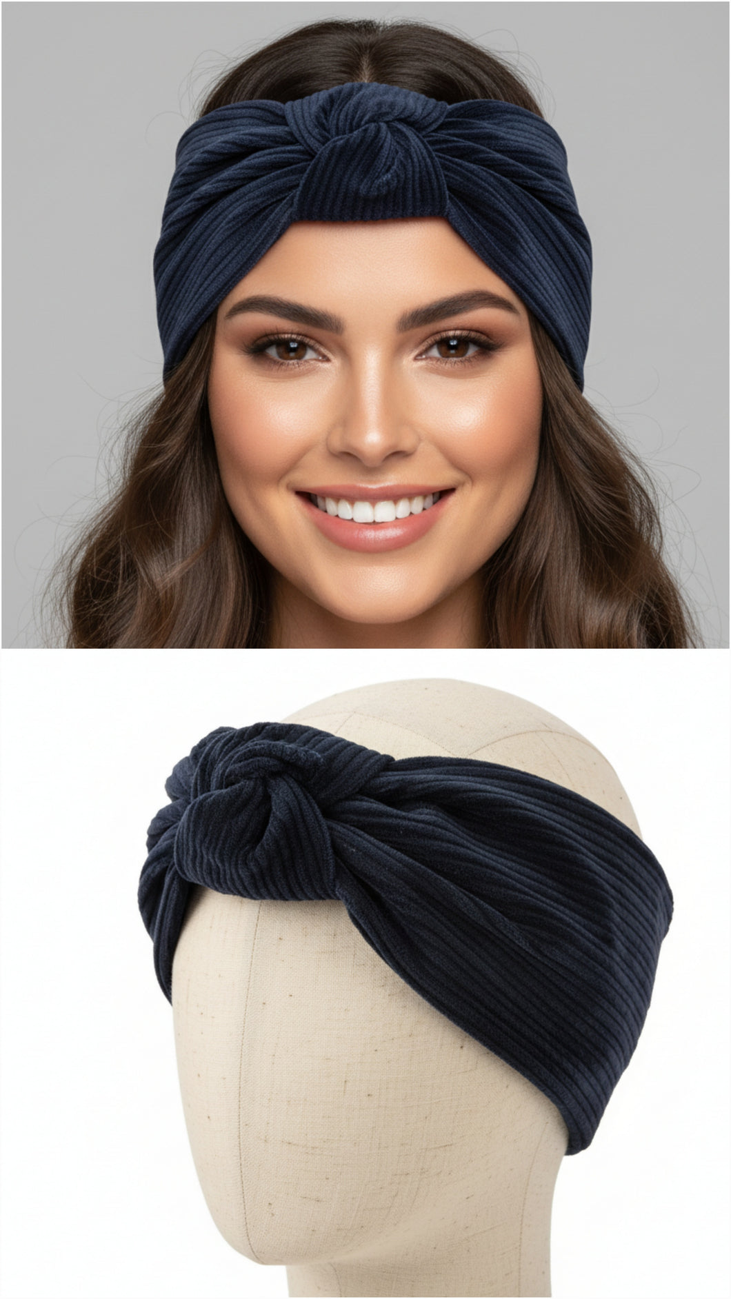 Turbante Velluto Blu cotone fantasia Made in Italy Fascia Capelli Hairband headband