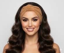 Carica l&#39;immagine nel visualizzatore di Gallery, Turbante in Velluto nocciola fantasia cotone Fascia Capelli Made in Italy Hairband headband
