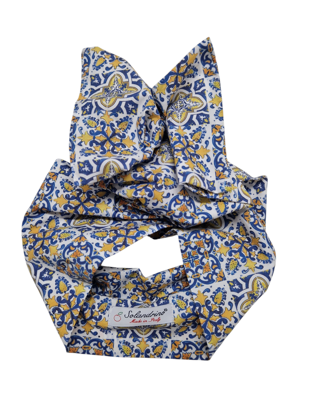 Turbante Fantasia Design Maiolica Capri cotone  Made in Italy Fascia Capelli hairband
