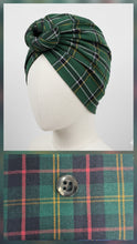 Carica l'immagine nel visualizzatore di Gallery, Turbante principe di galles verde in cotone anallergico Fascia Capelli Made in Italy Hairband headband
