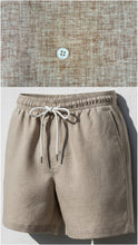 Carica l'immagine nel visualizzatore di Gallery, Boxer Pantaloncino fantasia lino Cotone beige costume da bagno Made in Italy Shorts 2 tasche laterali

