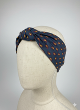 Carica l&#39;immagine nel visualizzatore di Gallery, Turbante blu cotone fantasia Made in Italy Fascia Capelli Hairband headband
