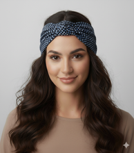 Carica l&#39;immagine nel visualizzatore di Gallery, Turbante fantasia blu azzurro Made in Italy Fascia Capelli Hairband headband
