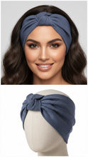Carica l&#39;immagine nel visualizzatore di Gallery, Turbante blu indaco in cotone lino Fascia Capelli Made in Italy Hairband headband
