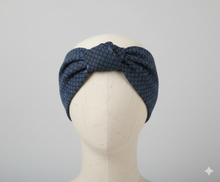 Carica l&#39;immagine nel visualizzatore di Gallery, Turbante denim Cotone micro Fantasia Made in Italy Fascia Capelli Hairband headband
