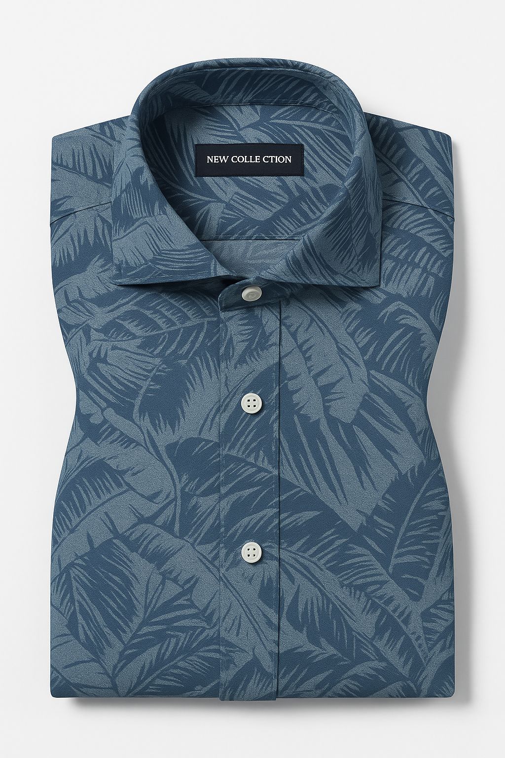 Camicia blu denim fantasia puro cotone morbido alta qualità made in italy