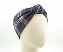 Carica l'immagine nel visualizzatore di Gallery, Turbante Principe di Galles Blu in cotone anallergico Fascia Capelli Made in Italy Hairband headband
