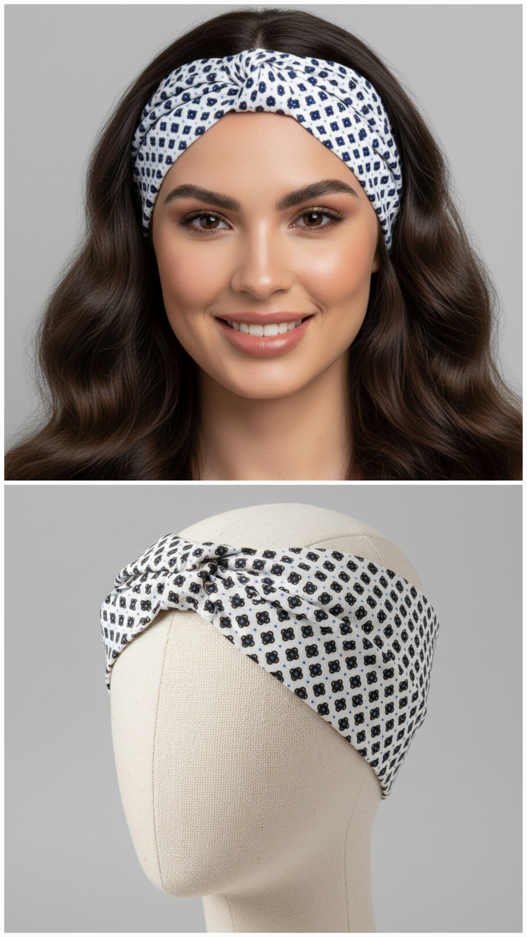 Turbante cotone micro fantasia Made in Italy Fascia Capelli Hairband headband