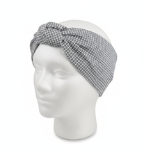 Carica l&#39;immagine nel visualizzatore di Gallery, Turbante in microfantasia blu cotone Fascia Capelli Made in Italy Hairband headband

