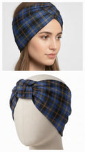 Carica l'immagine nel visualizzatore di Gallery, Turbante Principe di Galles Blu in cotone anallergico Fascia Capelli Made in Italy Hairband headband
