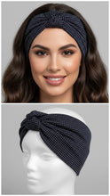 Carica l&#39;immagine nel visualizzatore di Gallery, Turbante blu punta spillo fantasia Made in Italy Fascia Capelli Hairband headband
