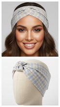 Carica l'immagine nel visualizzatore di Gallery, Turbante Principe di Galles Chiaro fantasia madras scozzese in cotone anallergico Fascia Capelli Made in Italy Hairband headband
