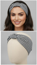 Carica l&#39;immagine nel visualizzatore di Gallery, Turbante a quadretti blu in cotone fantasia Made in Italy Fascia Capelli Hairband headband
