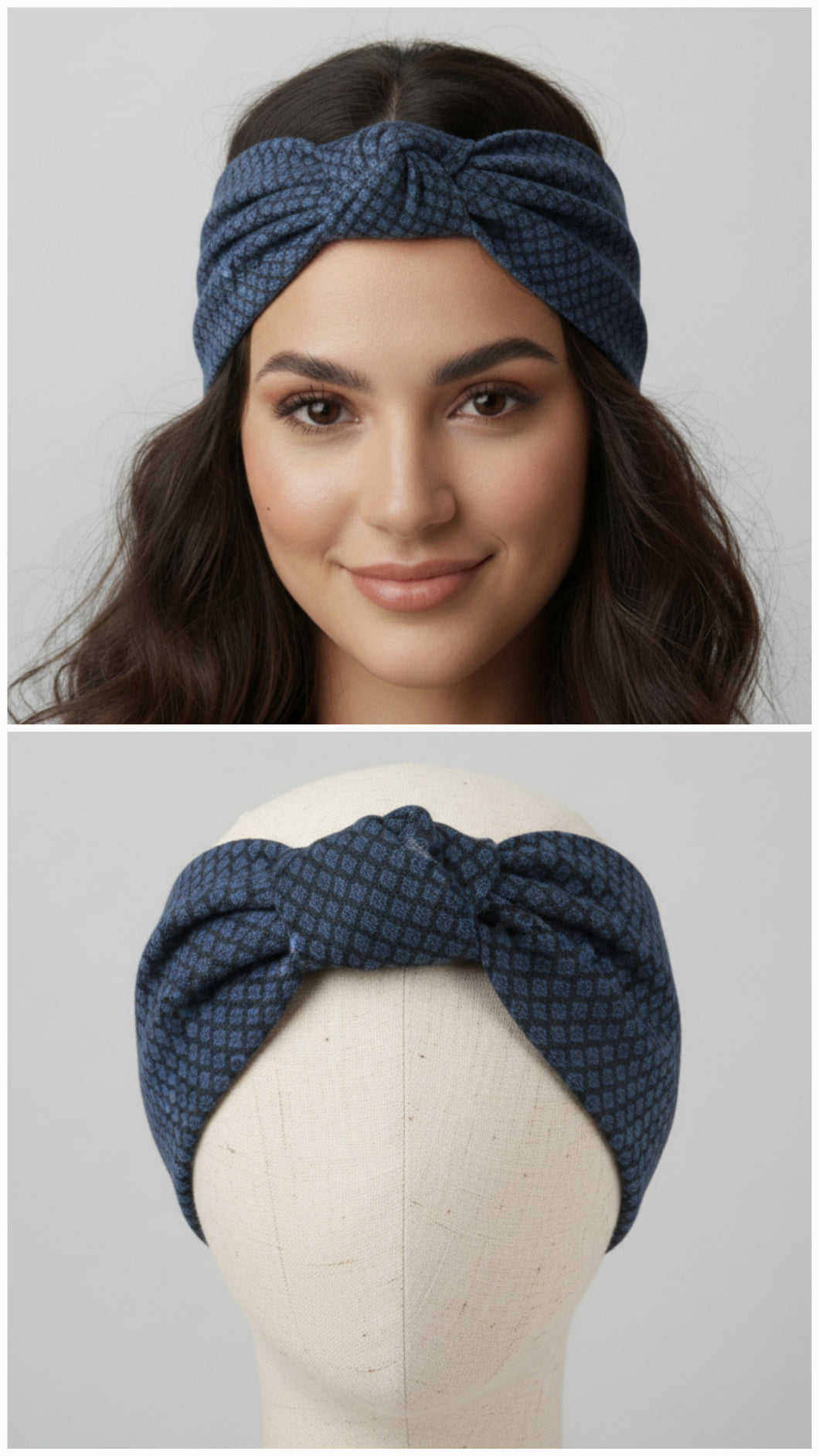 Turbante denim Cotone micro Fantasia Made in Italy Fascia Capelli Hairband headband