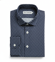 Carica l&#39;immagine nel visualizzatore di Gallery, Camicia Uomo blu pois fantasia puro cotone Made in Italy
