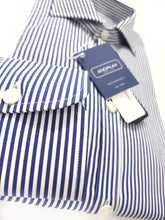 Carica l&#39;immagine nel visualizzatore di Gallery, Camicia Uomo puro cotone a righe blu alta qualità
