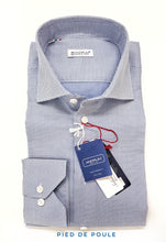 Carica l&#39;immagine nel visualizzatore di Gallery, Camicia micro fantasia blu puro cotone Pied de puole made in italy

