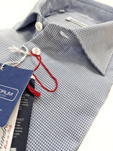 Carica l&#39;immagine nel visualizzatore di Gallery, Camicia micro fantasia blu puro cotone Pied de puole made in italy
