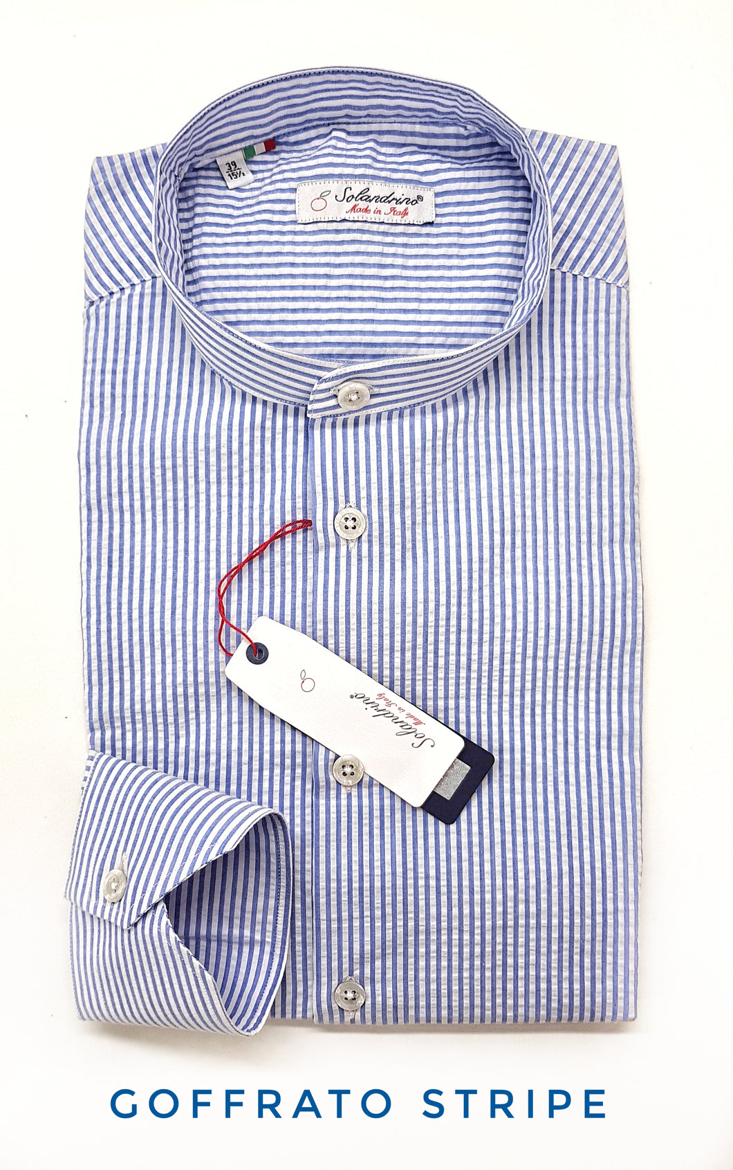 Camicia Uomo guru coreano goffrato puro cotone a righe azzurre seersucker stropicciato