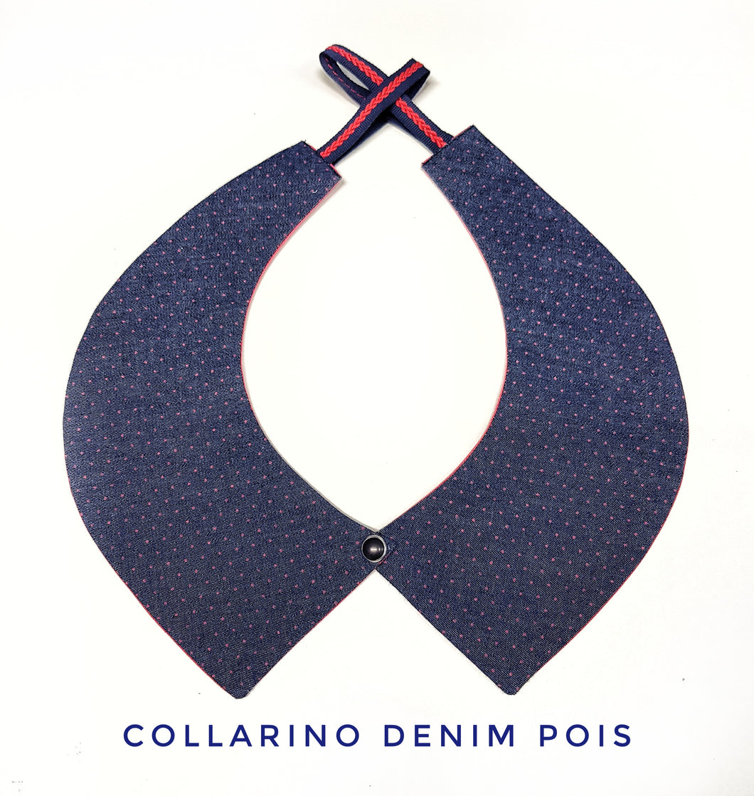 Colletto Donna fashion Design Denim Pois collarino cotone