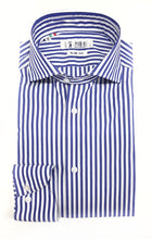 Carica l&#39;immagine nel visualizzatore di Gallery, Camicia Uomo alta qualità puro cotone a righe blu navy made in Italy
