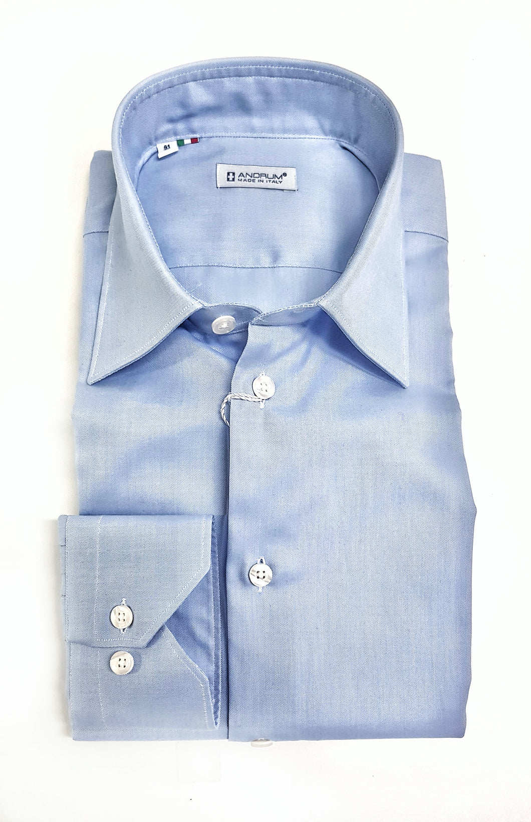 Camicia Azzurra collo classico puro cotone oxford pin point elegante made in italy