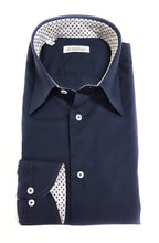 Load image into Gallery viewer, Camicia blu popeline con inserti fantasia floreale cotone made in italy
