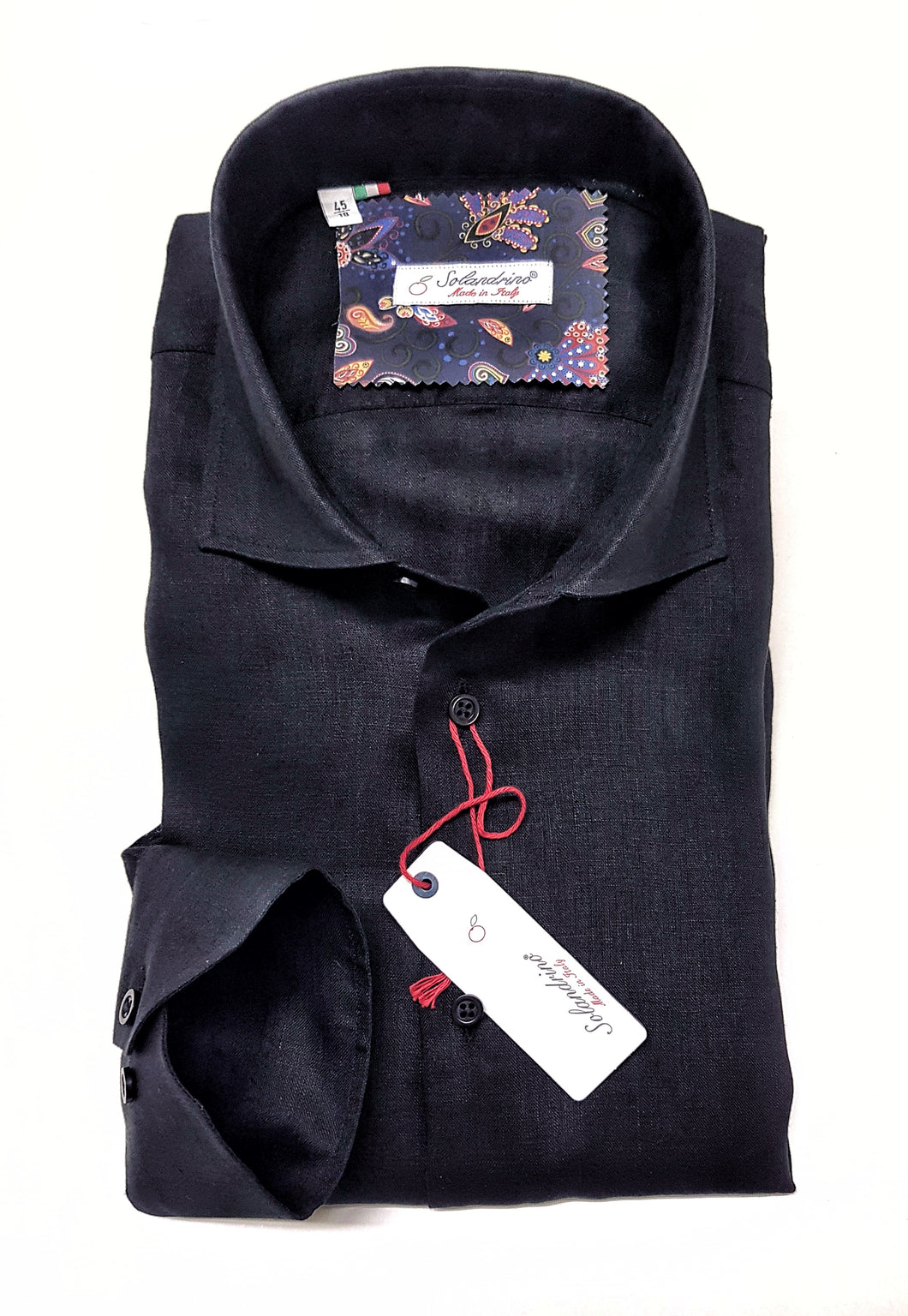 Camicia puro Lino Nero made in italy Camicia nera Lino – Andrum