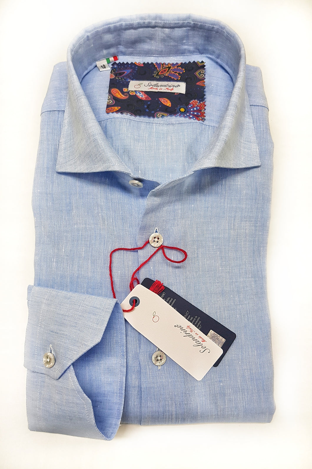 Camicia Azzurra puro Lino made in Italy - Light blue Linen Shirt