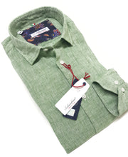 Carica l&#39;immagine nel visualizzatore di Gallery, Camicia Verde puro Lino made in Italy - green Linen Shirt
