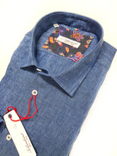 Load image into Gallery viewer, Camicia blu indaco puro Lino made in Italy - blue indigo Linen Shirt
