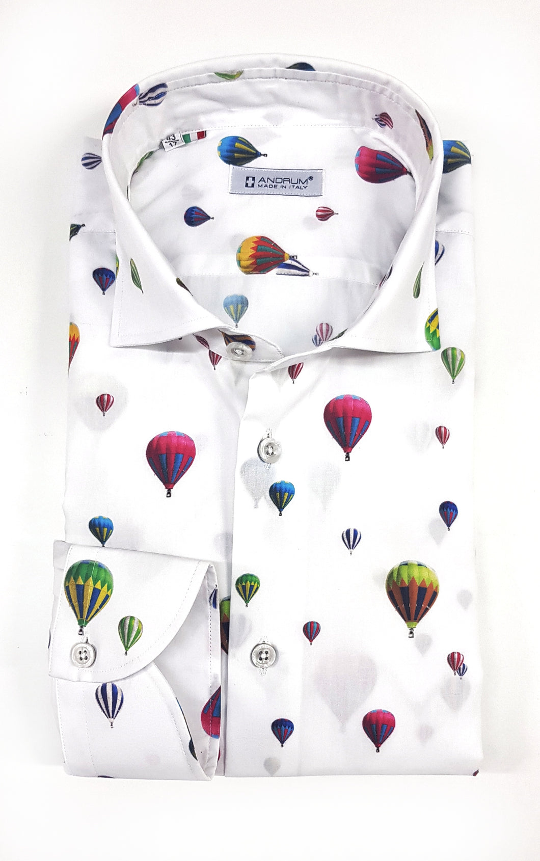 Camicia puro cotone fantasia mongolfiera travel cotone made in italy hot air ballon design